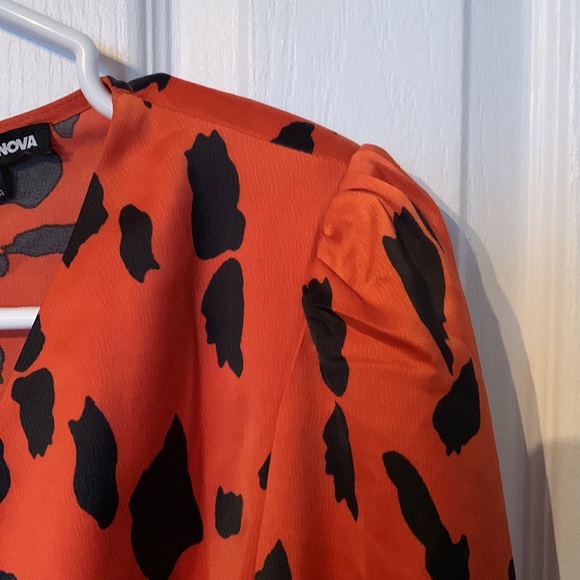 Animal Print Orange Satin Dress - Picture 6 of 8